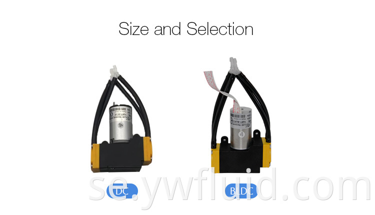 YW07-BLDC-12V 24V Brushless Membran Pump Dual Head Oil-Free Vakuum Luftpump Flödeshastighet 10l/min